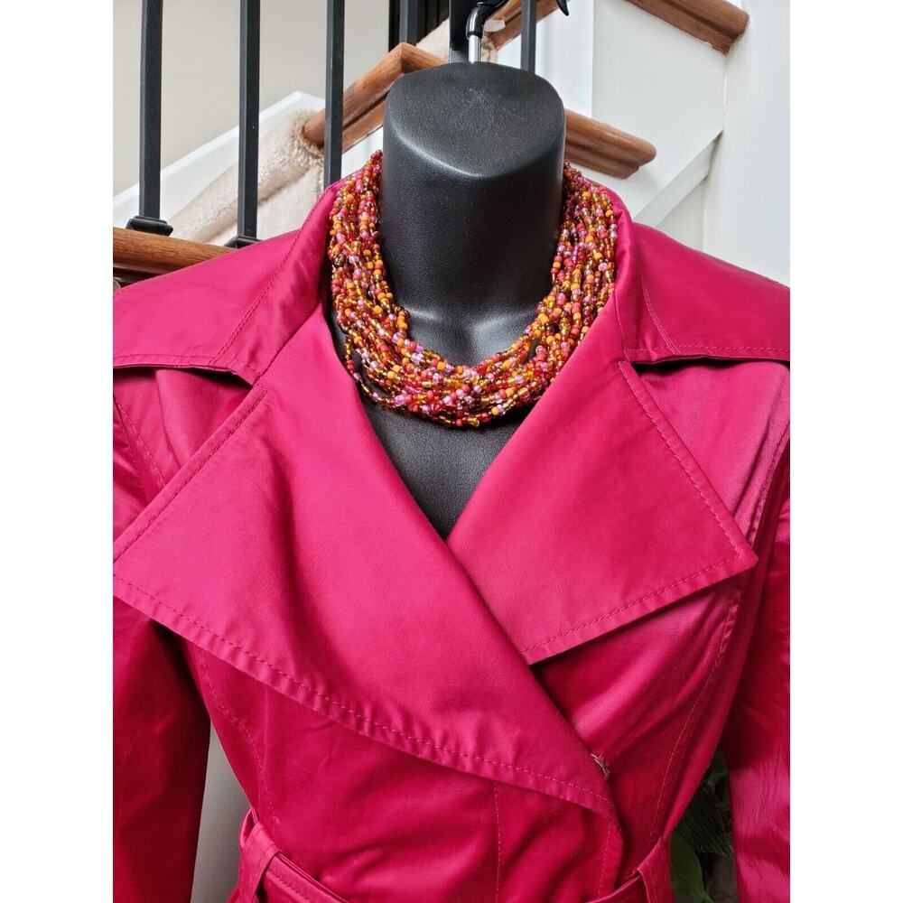 Mossimo Womens Pink Polyester Notch Collar Long Sleeve Belted Coat Jacket Small - Picture 11 of 13